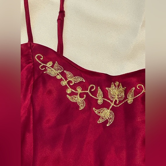 Vintage Victoria’s Secret 100% Silk Golden Embroidered Mini Slip Dress - S - Picture 5 of 11